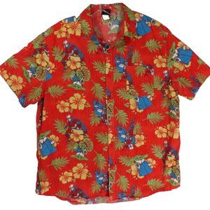 Vtg Star Wars Mens Red Mandalorian Baby Yoda Button Up Hawaiian Shirt Size XL